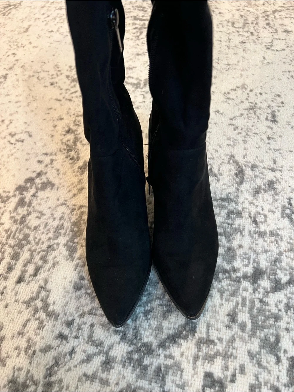 Marc Fisher Black Suede Over-the-Knee Block Heel Boots